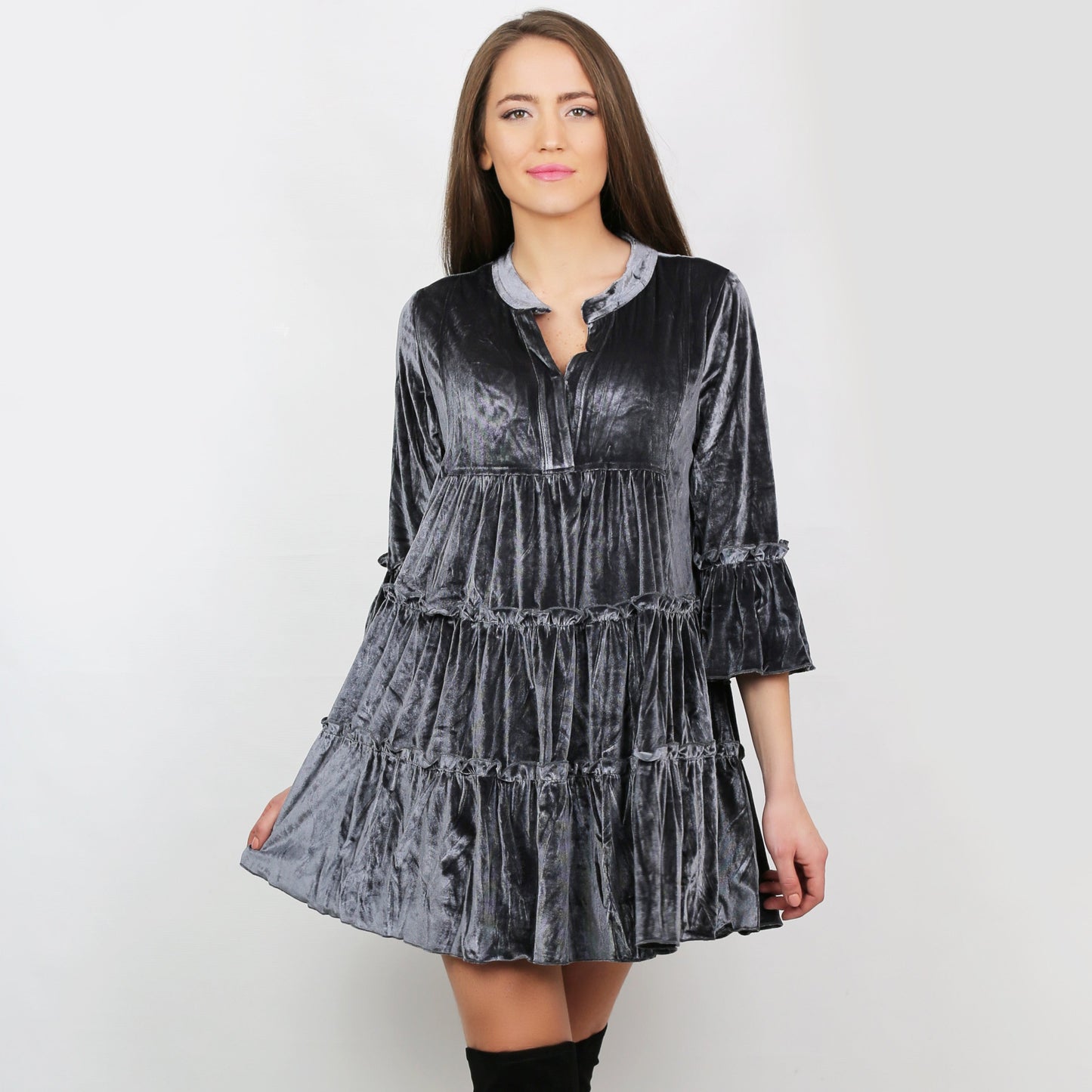 Giza Short Dress - Grey
