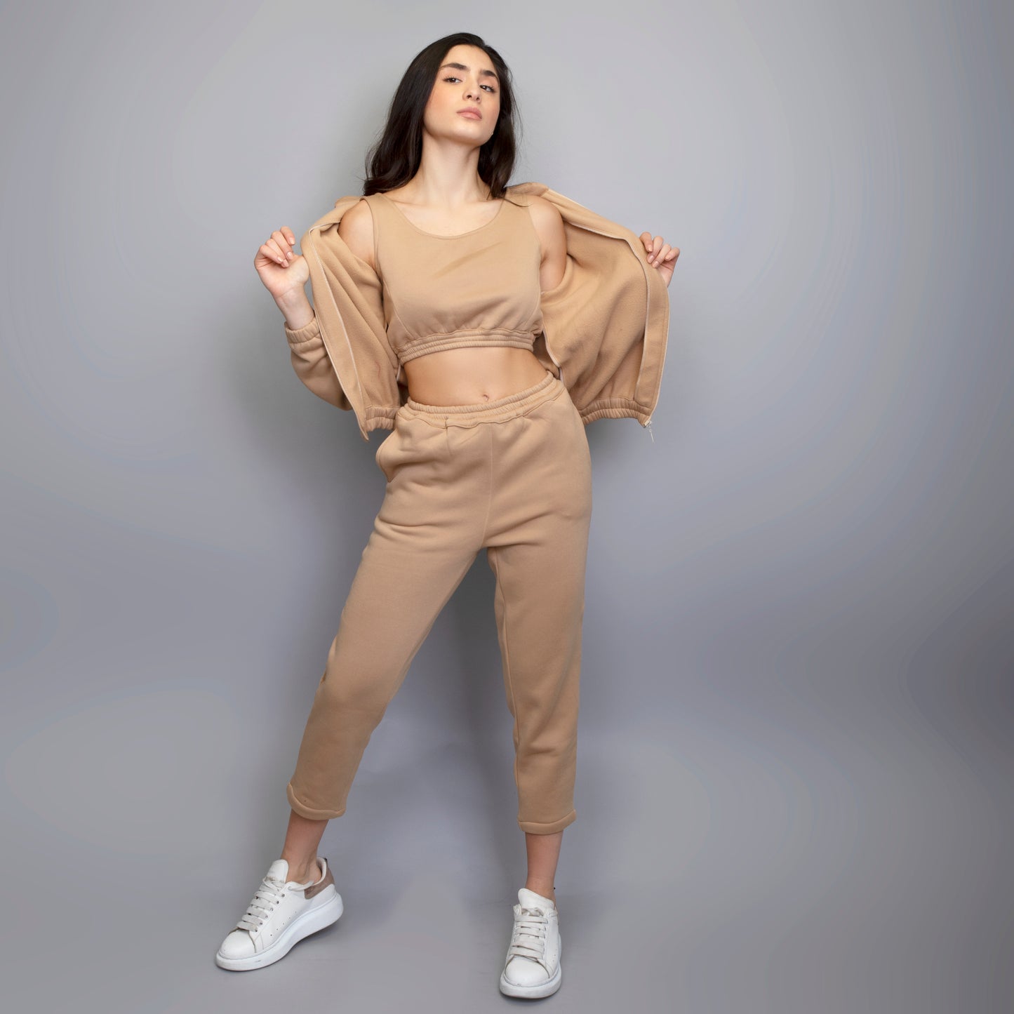 FLORA 3 pieces thee crop top, along with it's pant and vest