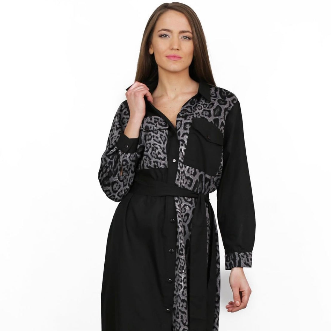 Salwa Dress - Black/Leopard