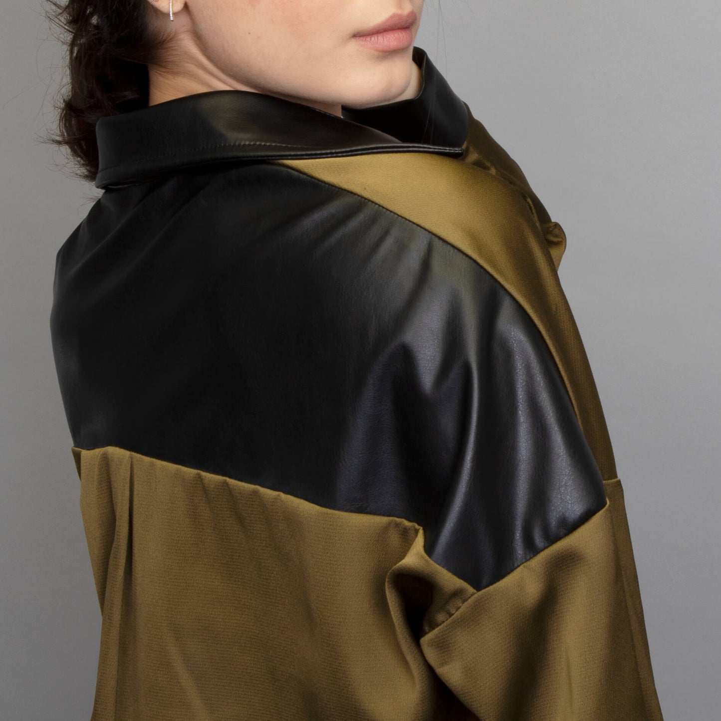 kaki black leather set - winter collection 22-23 - kaftans lebanon, dubai, uae, mea region, jordan, amman