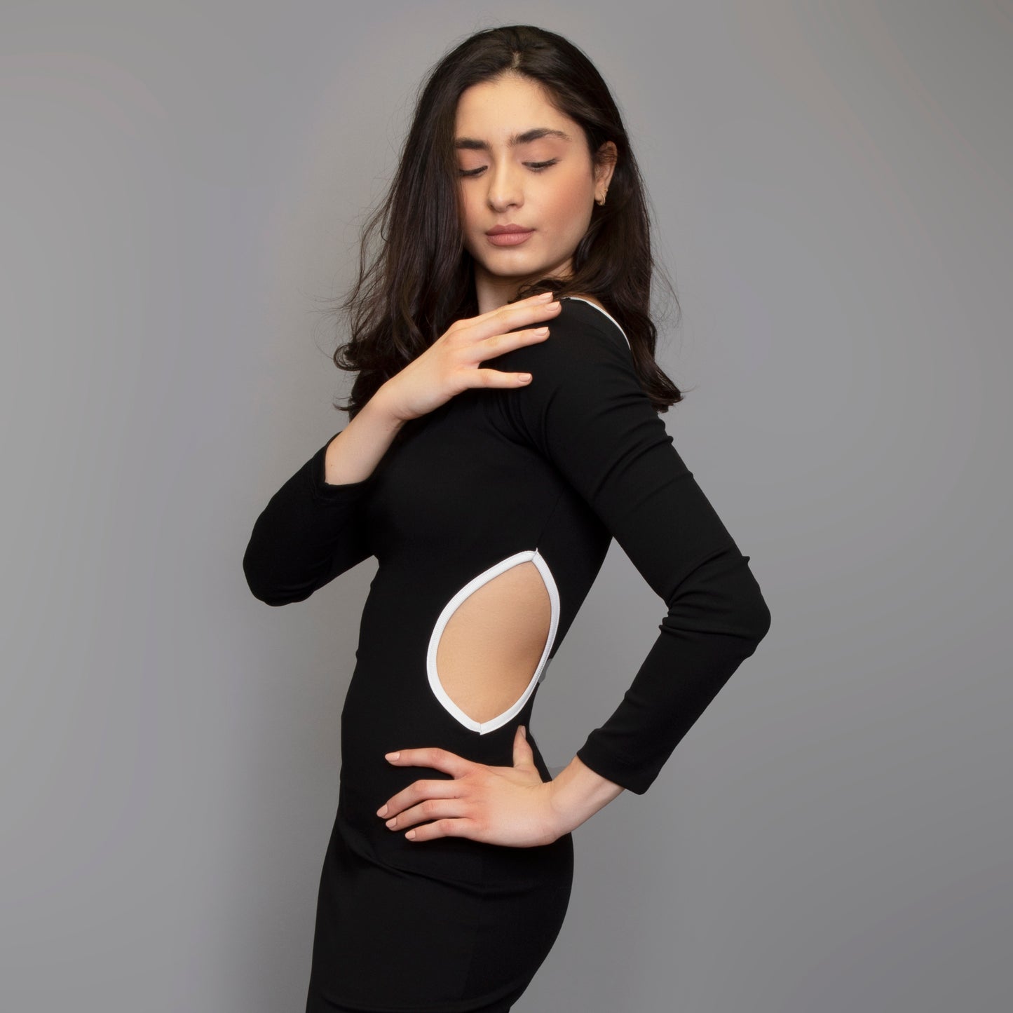 black rib dress online