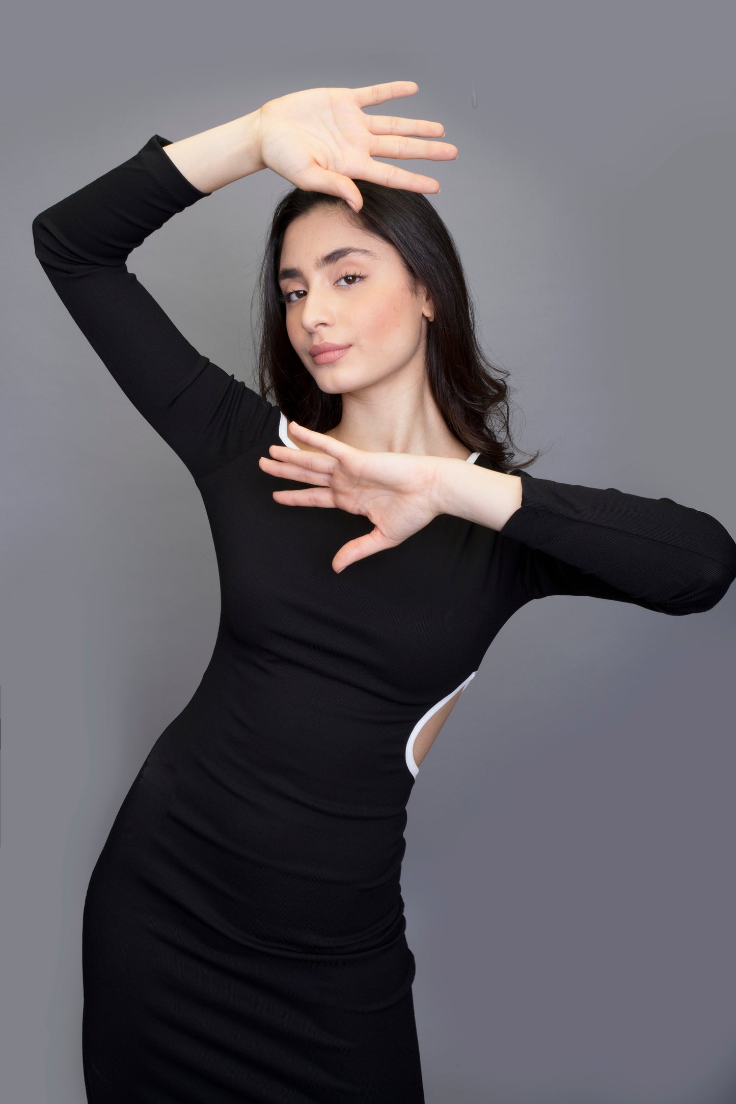 black rib dress online