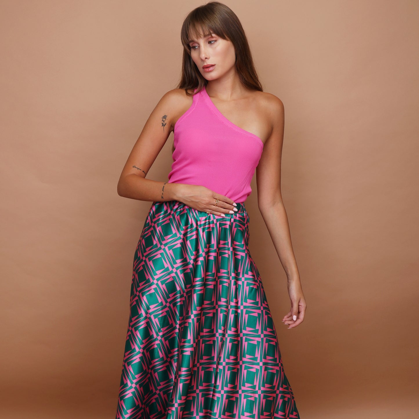 Sienna Skirt - Fuchsia & Green