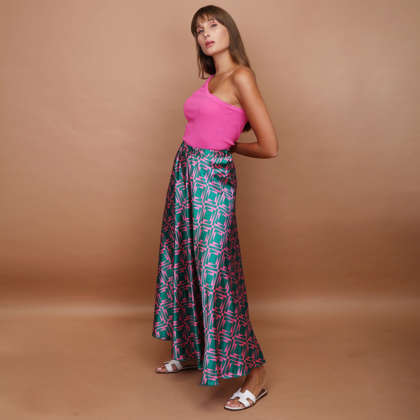 Sienna Skirt - Fuchsia & Green