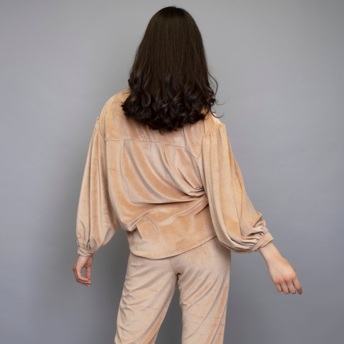 valencia - comfy set crop top and pants - fashion - kaftans store - ladies wear - beige comfy set