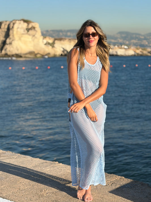 3 Stripes Cover Up Light Blue