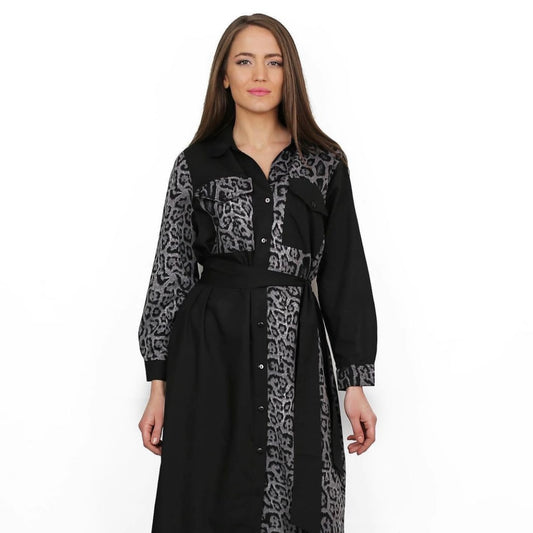 Salwa Dress - Black/Leopard