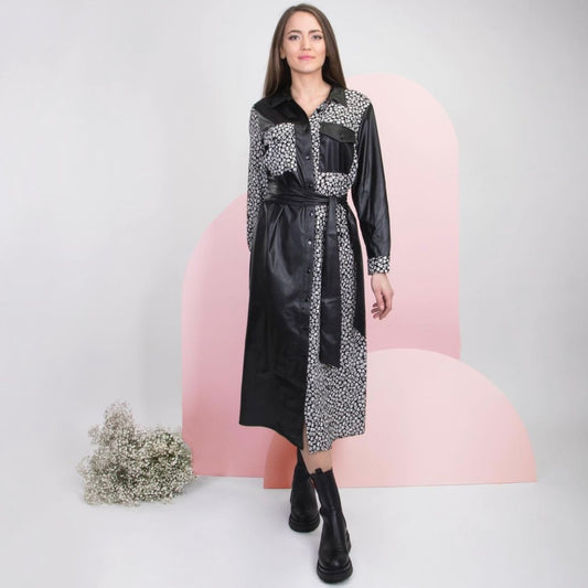 Salwa Dress - Leather/Flower