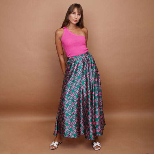 Sienna Skirt - Fuchsia & Green